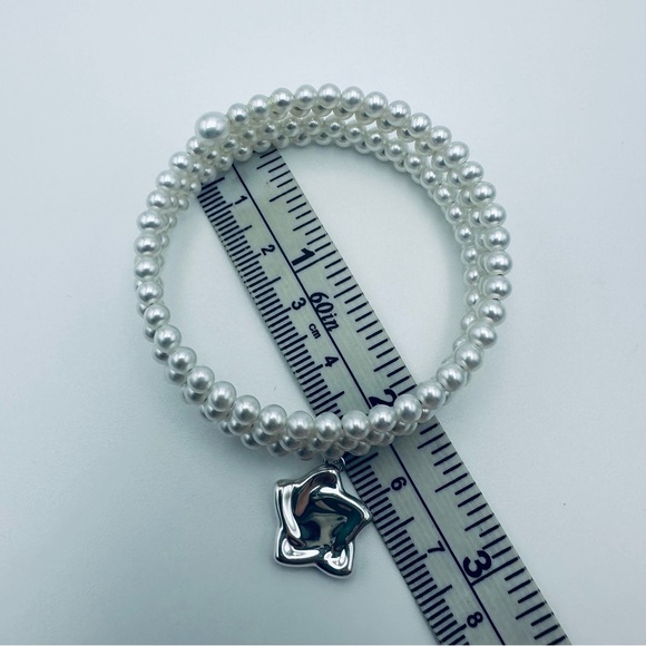 Tiffany & Co. Peretti Multi Row Star Charm Pearl Wrap Bracelet Silver Packaging - Picture 9 of 10